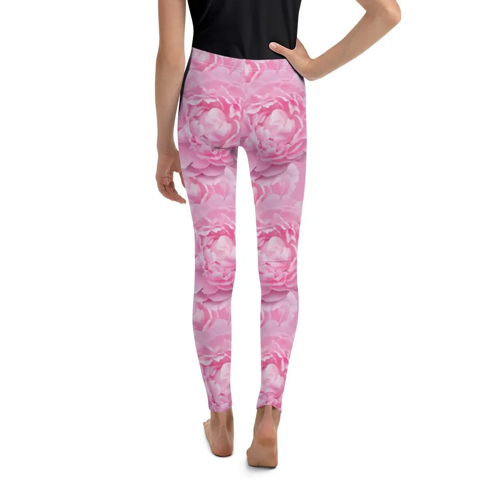 Peony Flower Youth Leggings