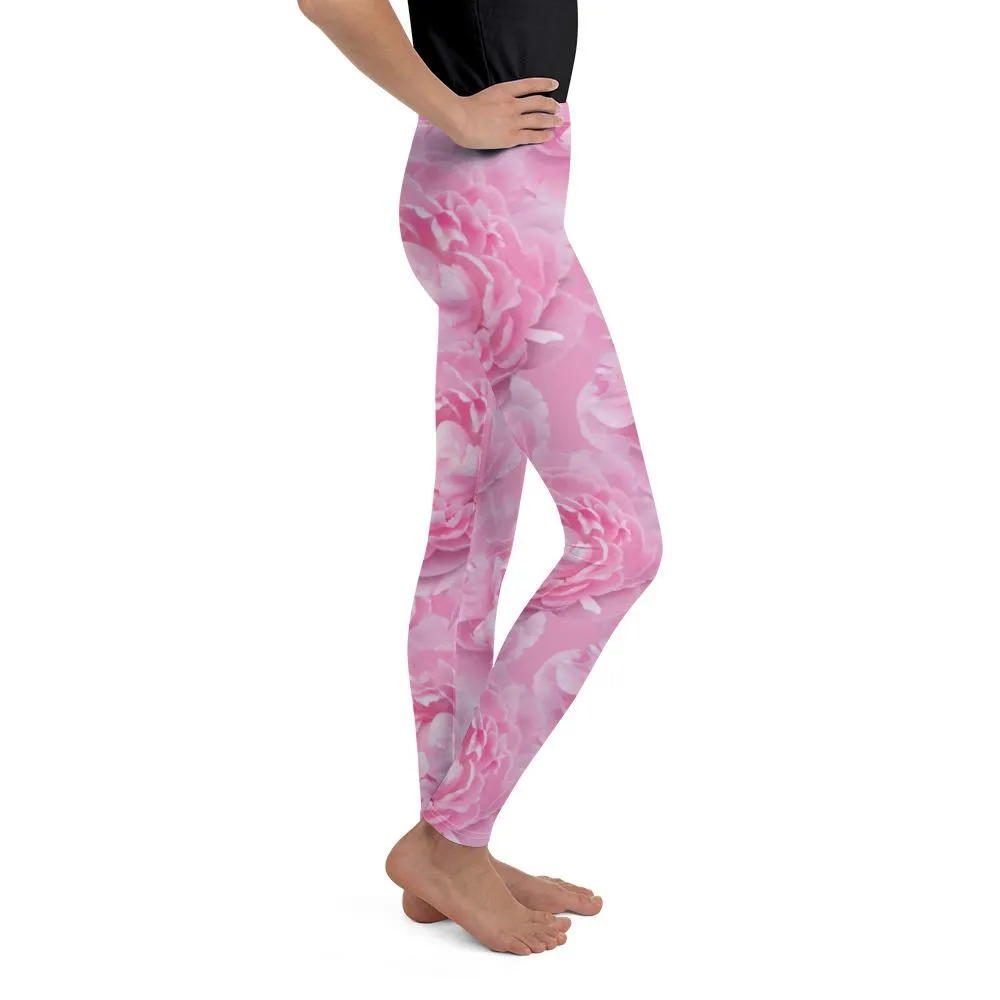 Peony Flower Youth Leggings