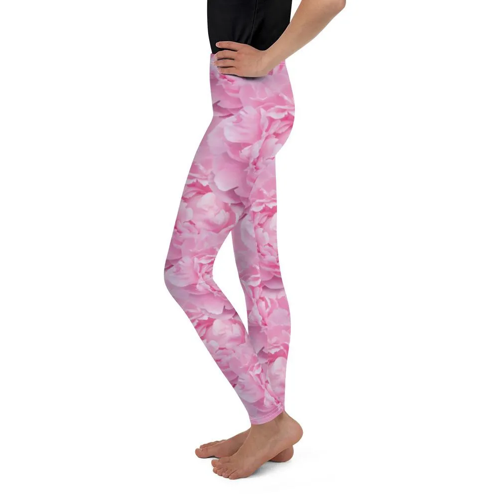 Peony Flower Youth Leggings