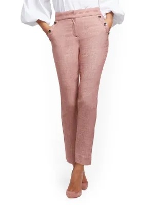 Petite Button-Accent High-Waist Ankle Pant - 7th Avenue