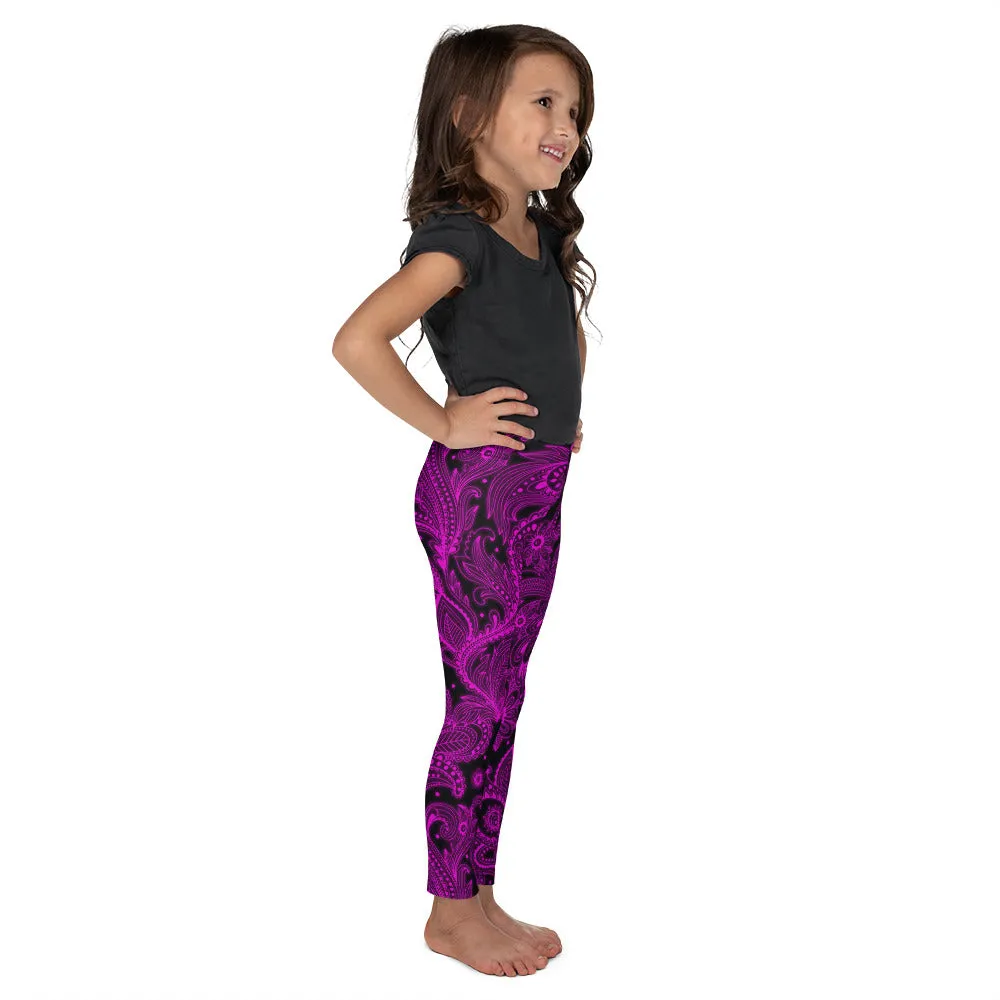 Pink Glowing Floral Kid's Leggings