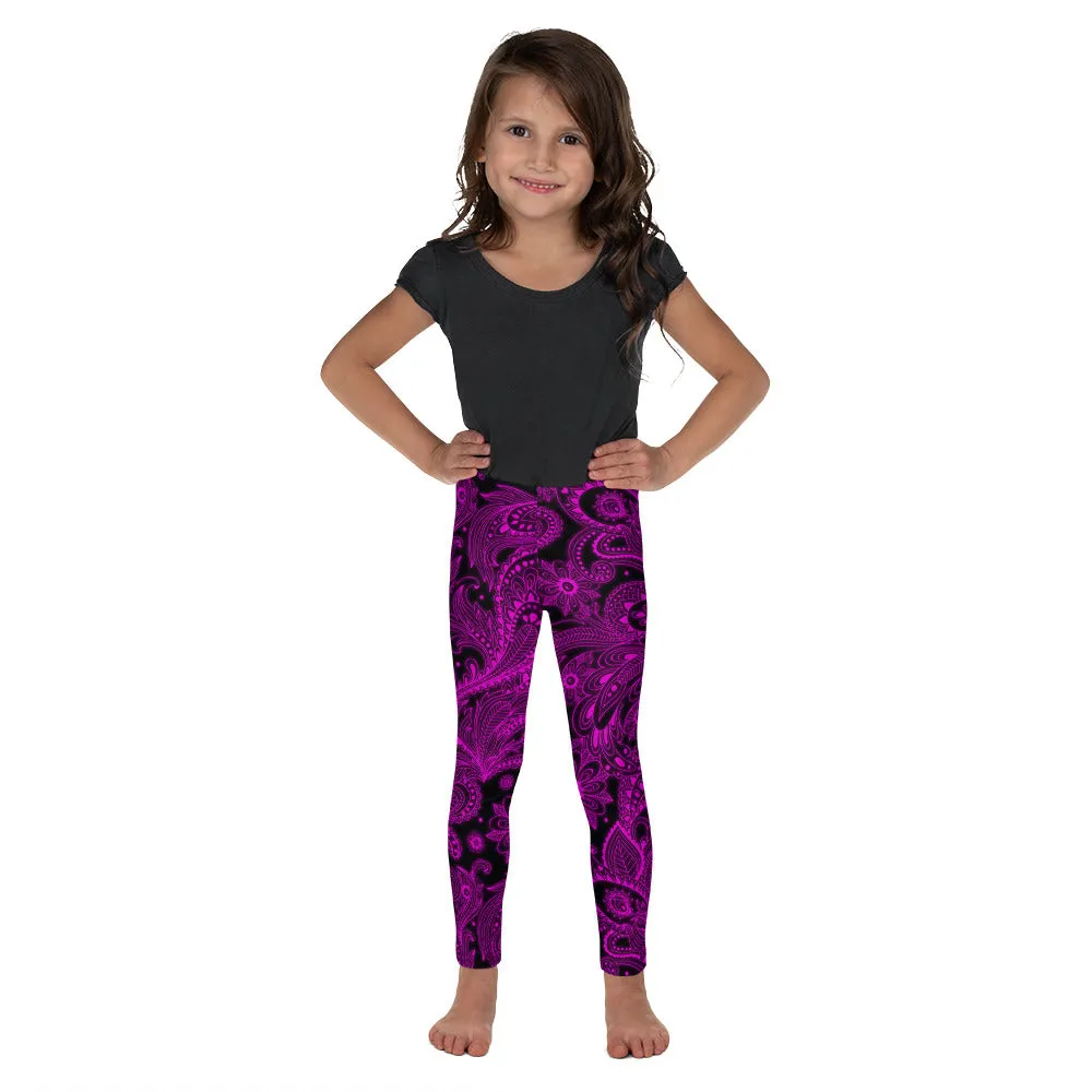 Pink Glowing Floral Kid's Leggings