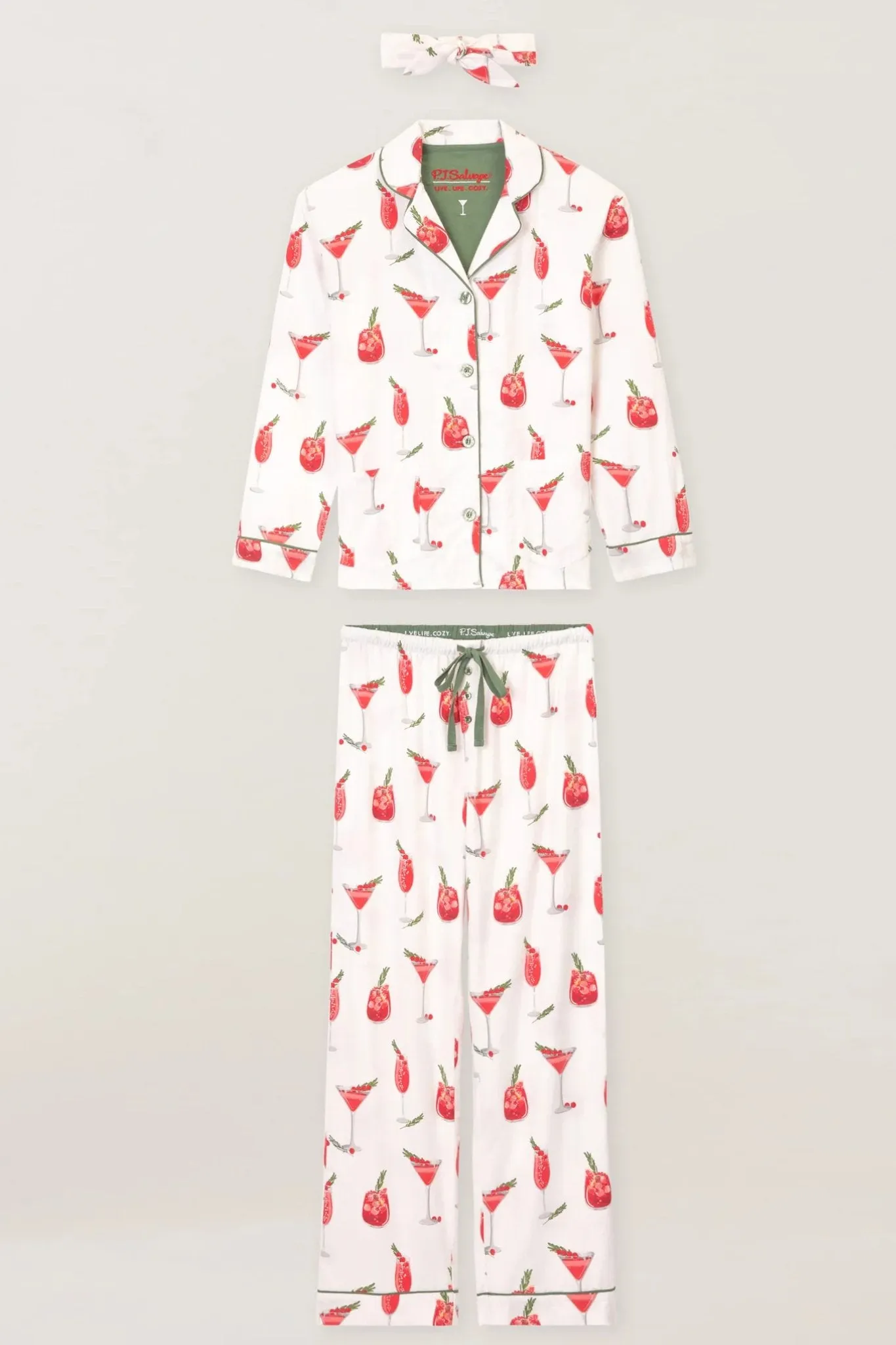 PJ Salvage: Cranberries & Cocktails Flannel PJ Set