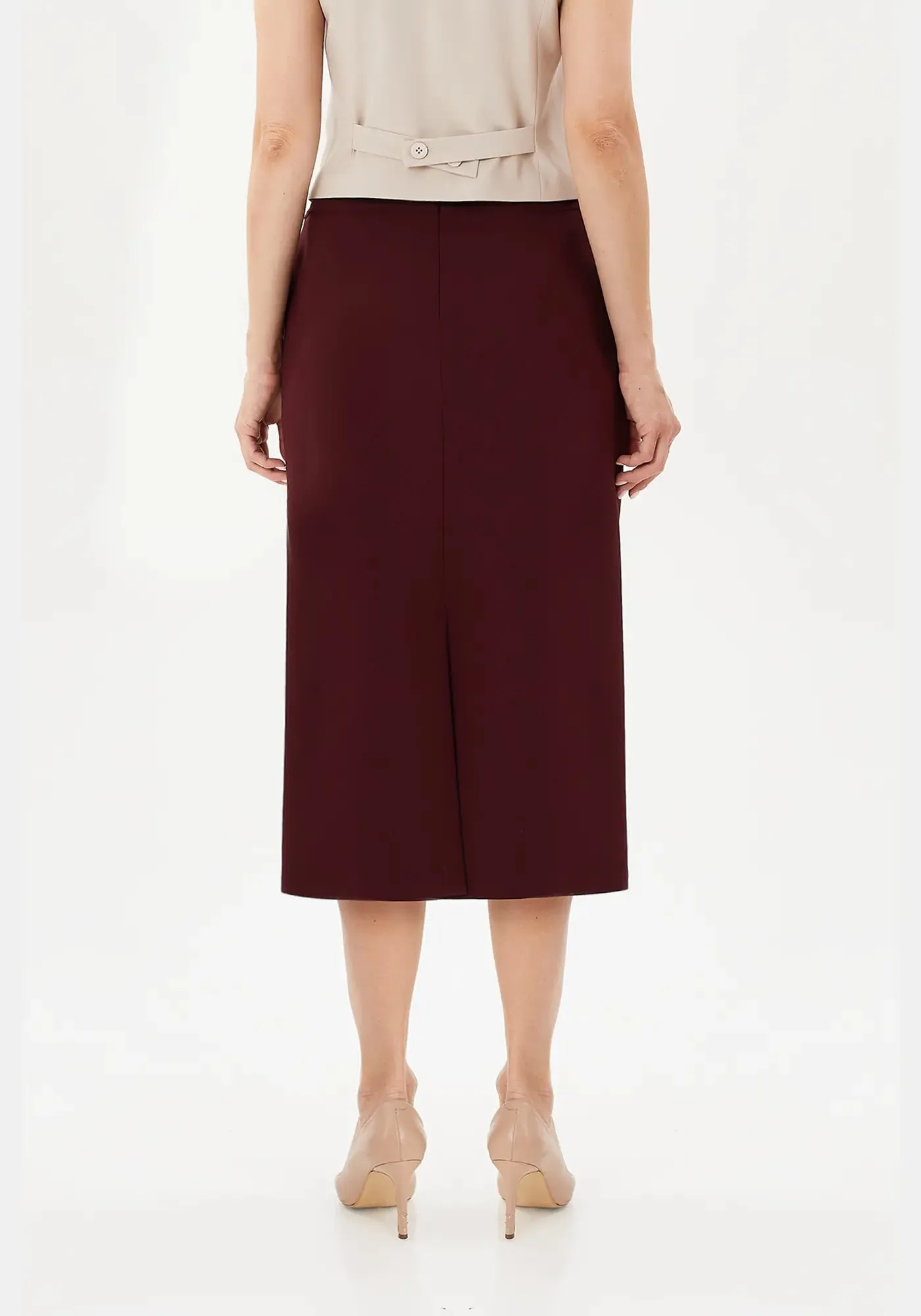 Plus and Regular Size Classic Pencil Midi Skirt