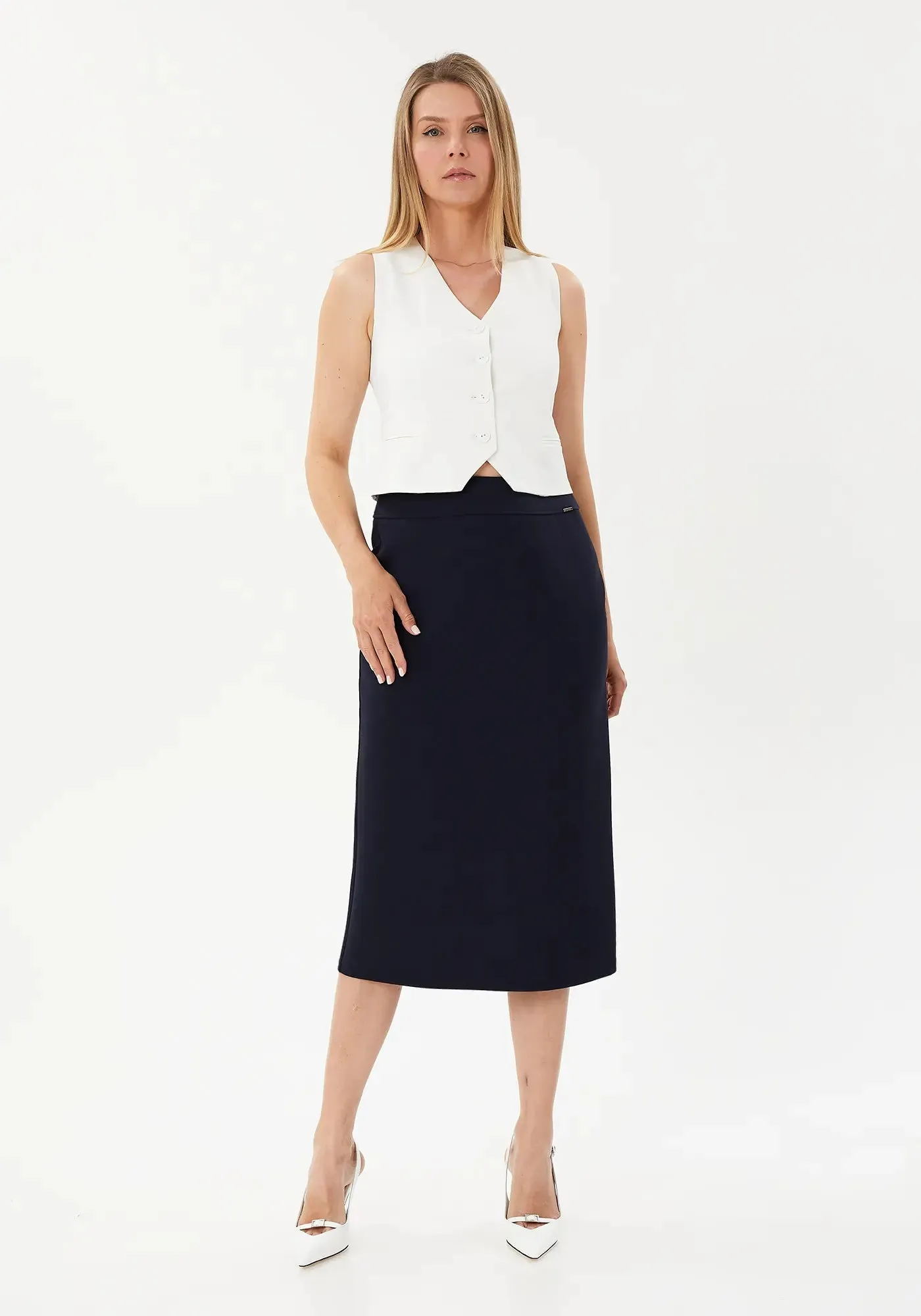 Plus and Regular Size Classic Pencil Midi Skirt