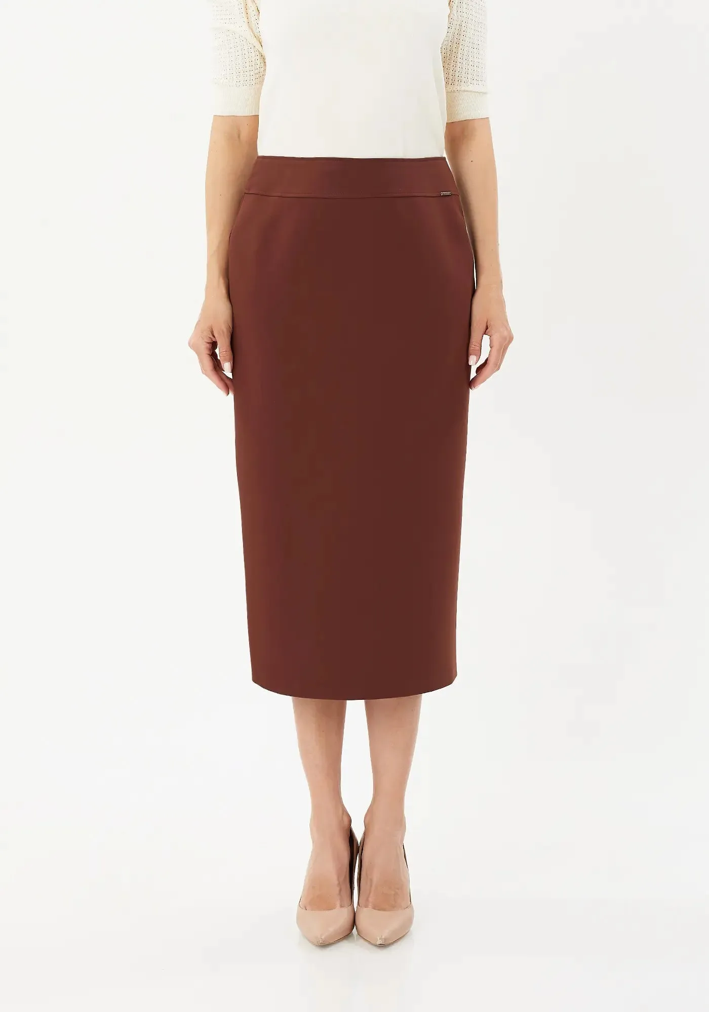 Plus and Regular Size Classic Pencil Midi Skirt