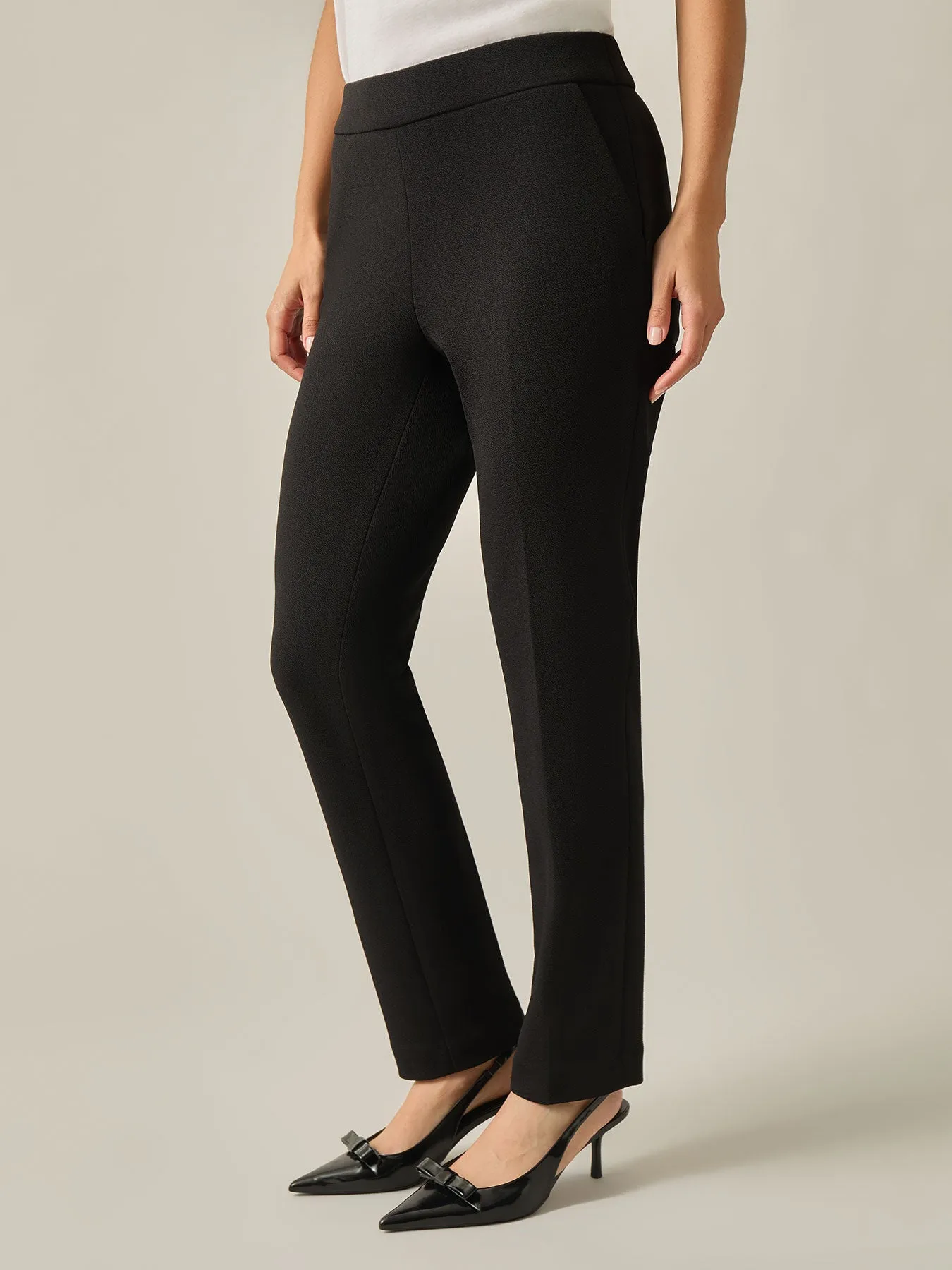 Plus Pull-On Slim Pants, Crosshatch