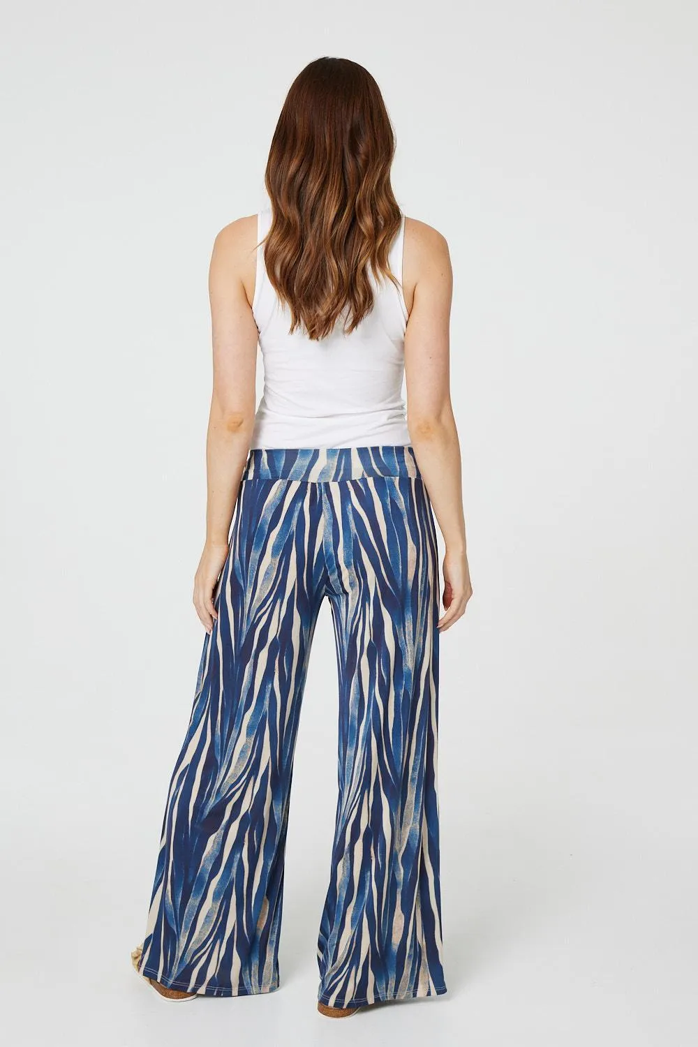 Printed Wide Leg Pull On Pants