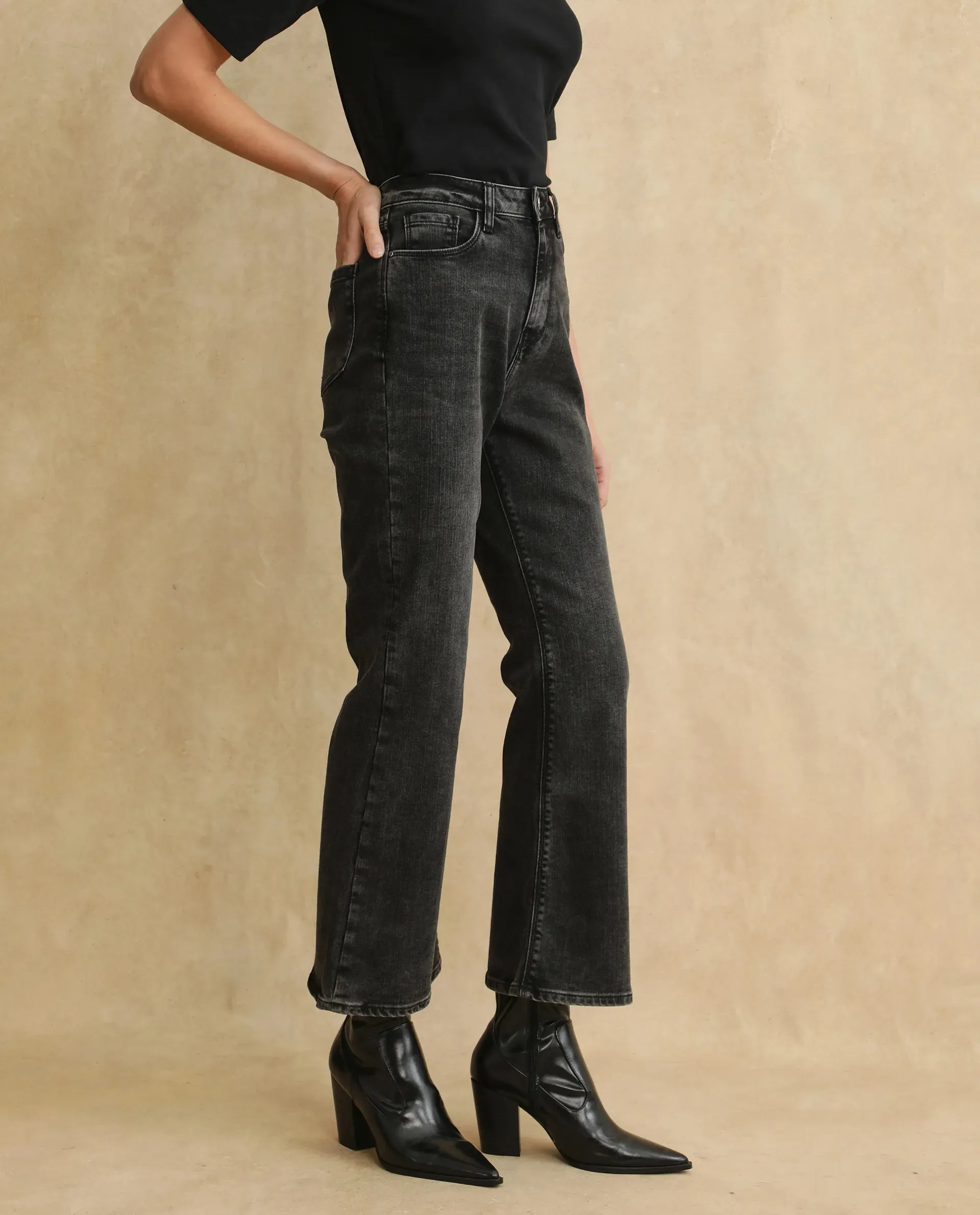 Rareism Women Mica Primary Black  Denim Pant