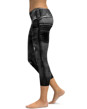 Realistic Black Denim Jeans Capris