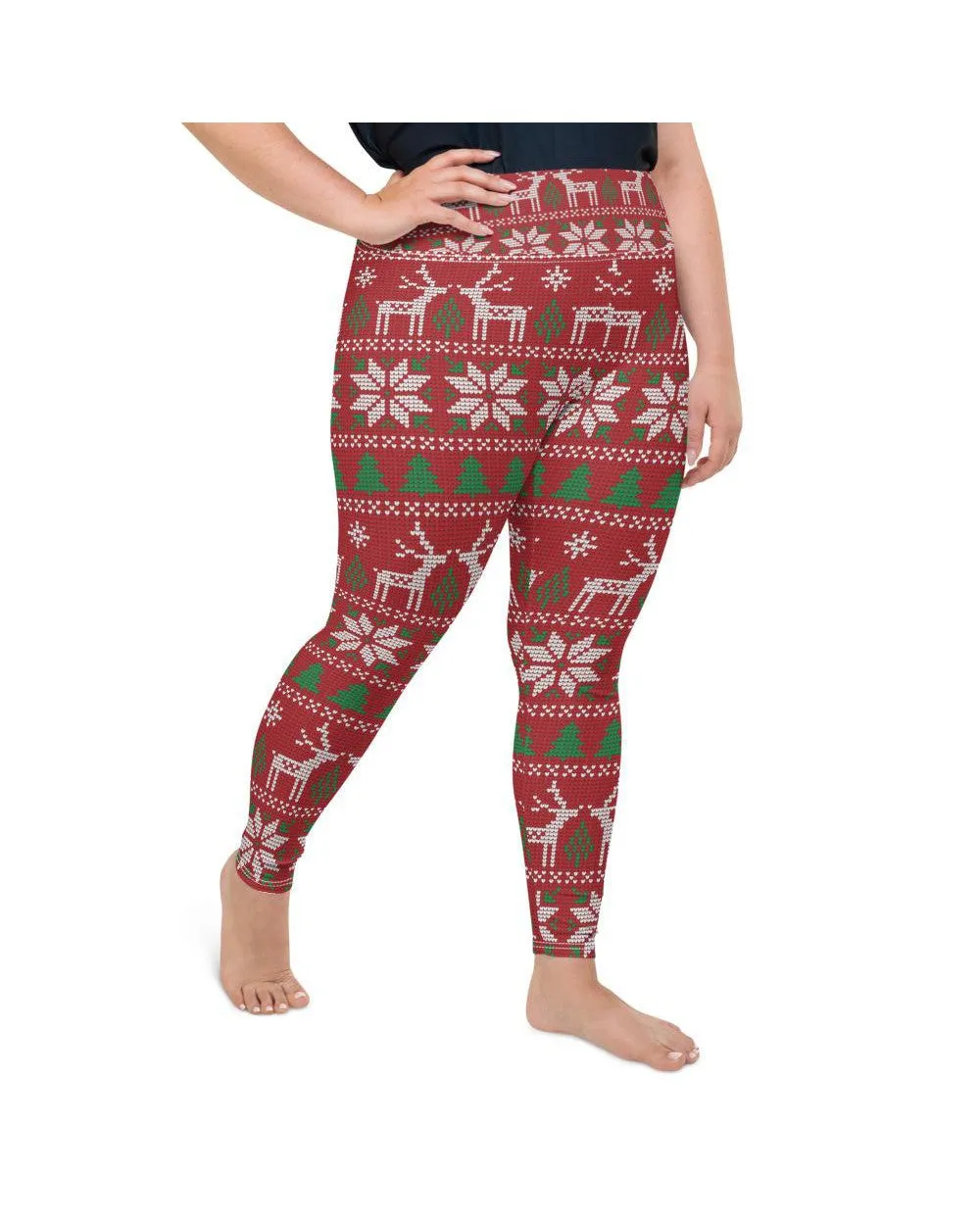 Red Ugly Christmas Plus Size Leggings