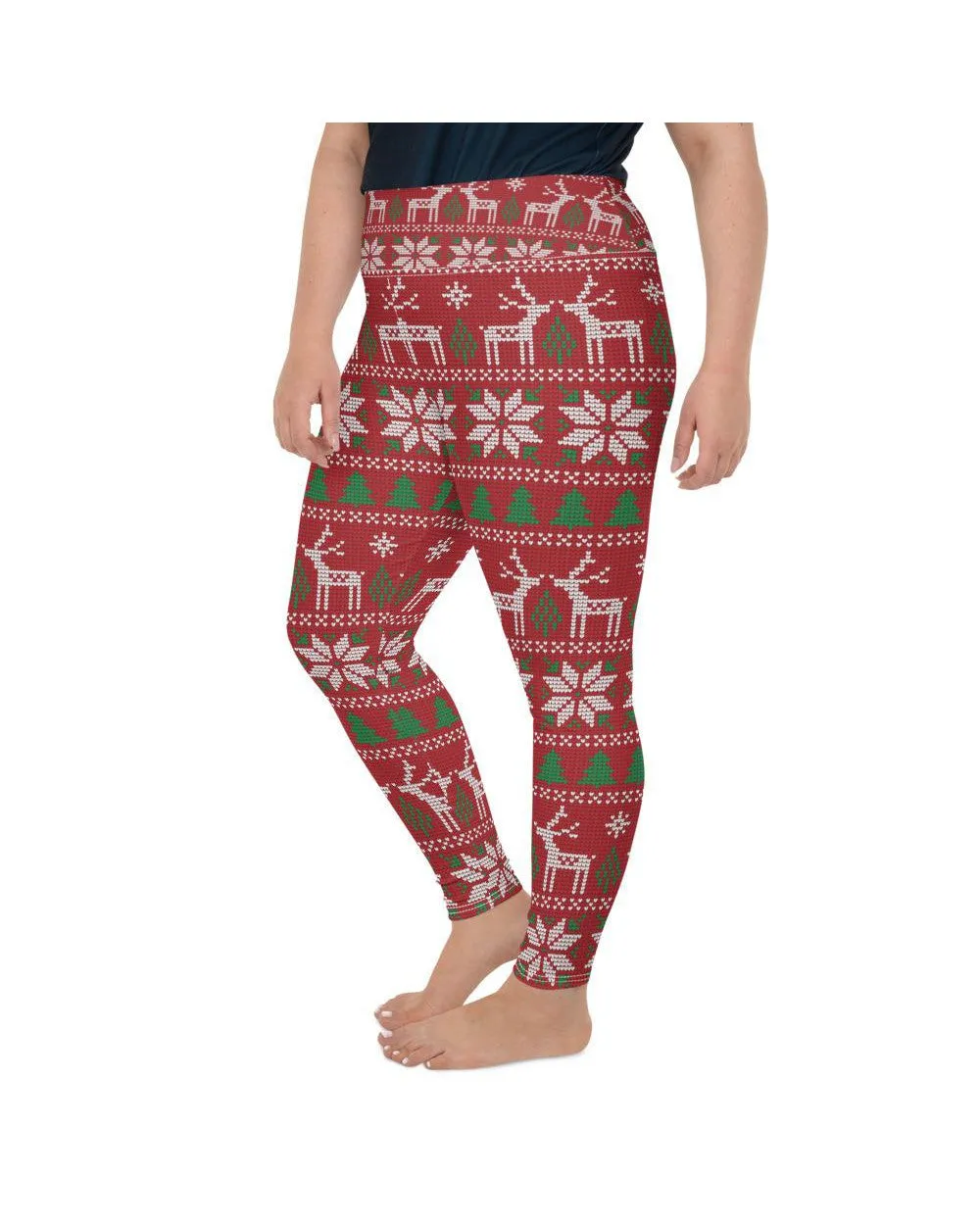 Red Ugly Christmas Plus Size Leggings