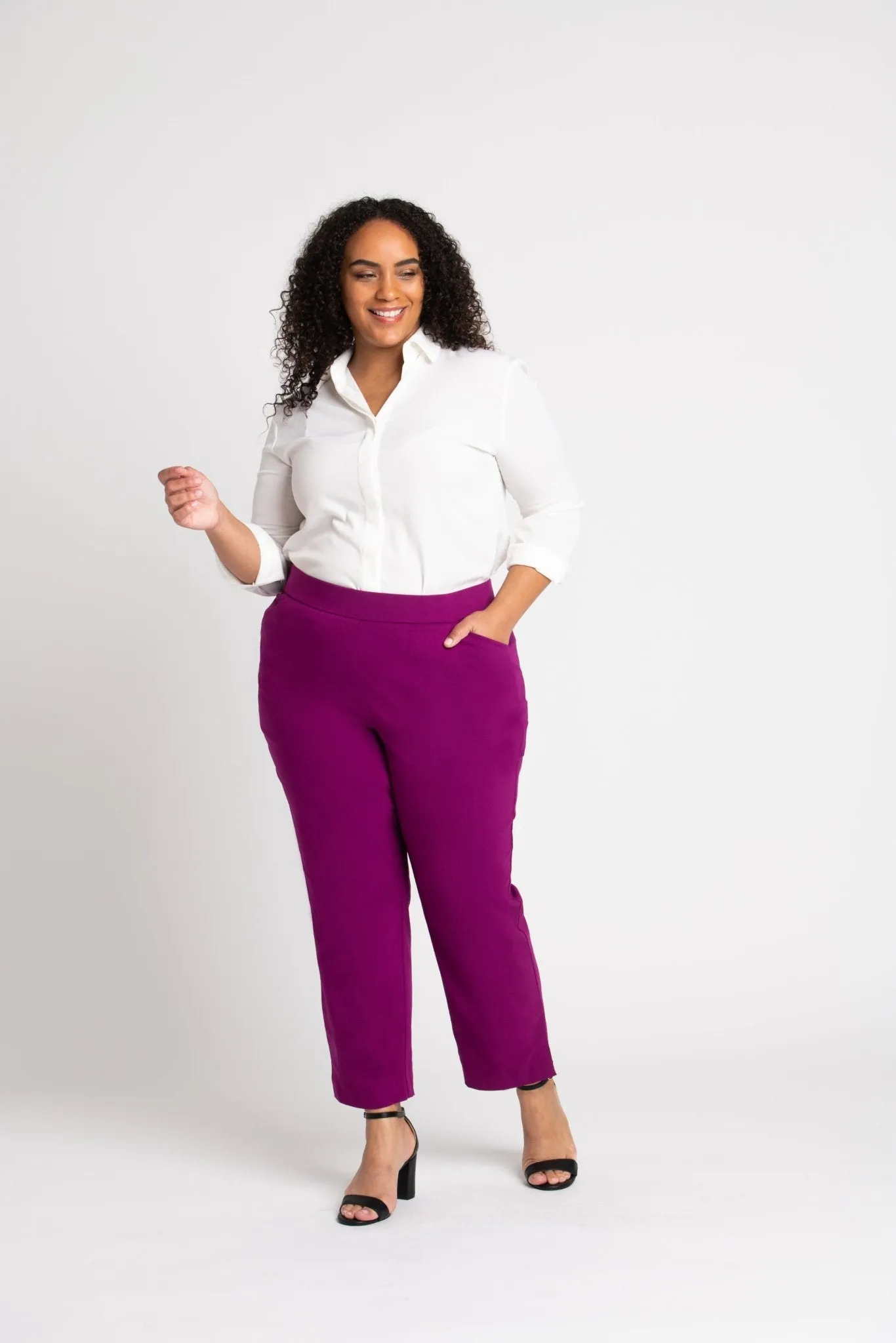 Roz & Ali Superstretch Magenta Pull On Ankle Pants - Plus