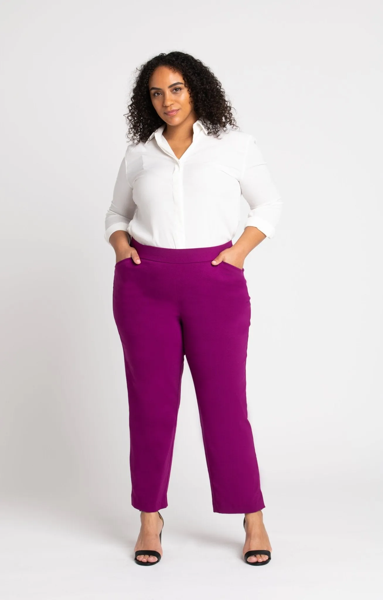 Roz & Ali Superstretch Magenta Pull On Ankle Pants - Plus