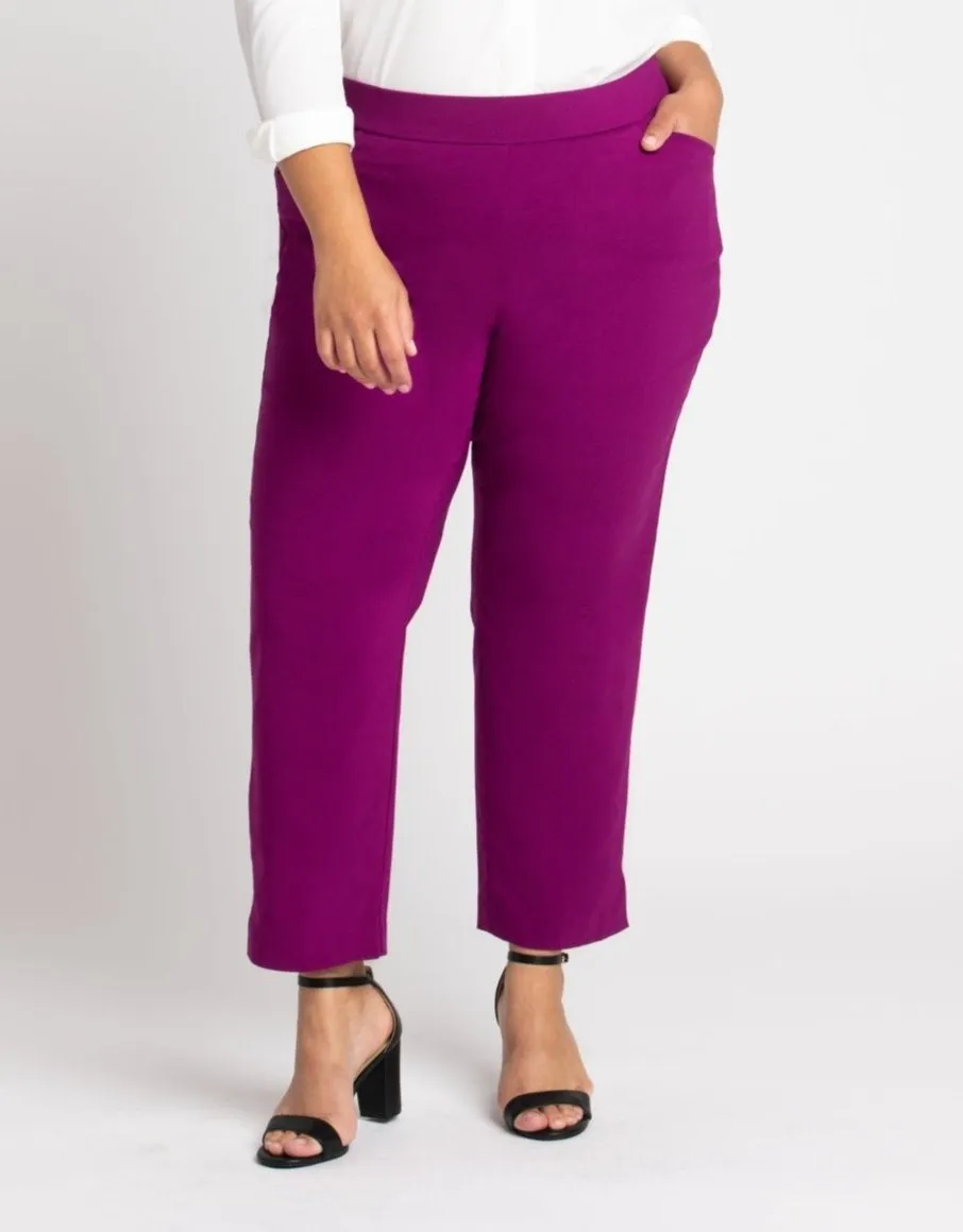 Roz & Ali Superstretch Magenta Pull On Ankle Pants - Plus