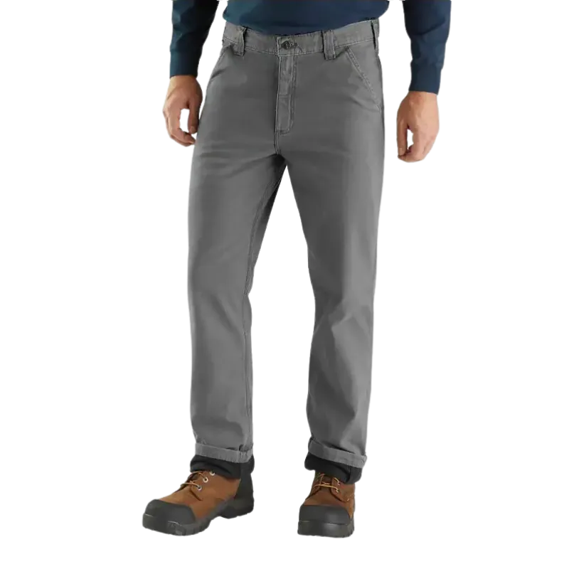 Rugged Flex® Relaxed Fit Canvas Knit-Lined Utility Work Pant | Gravel