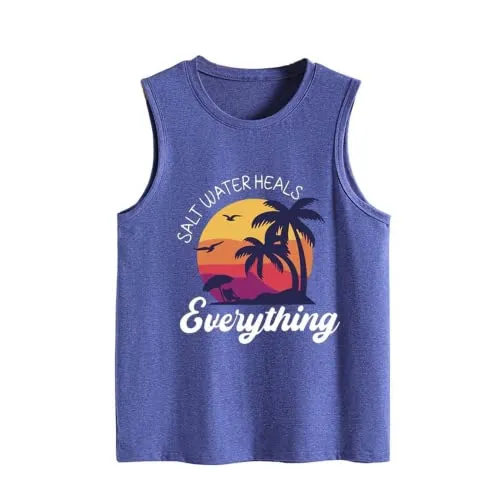 Saltwater Heals Everything Tank Tops Women Beach Summer Vacation Shirt