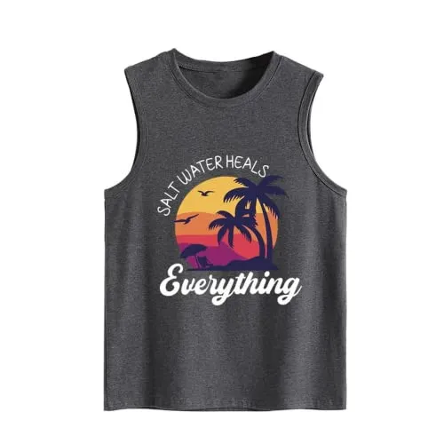 Saltwater Heals Everything Tank Tops Women Beach Summer Vacation Shirt