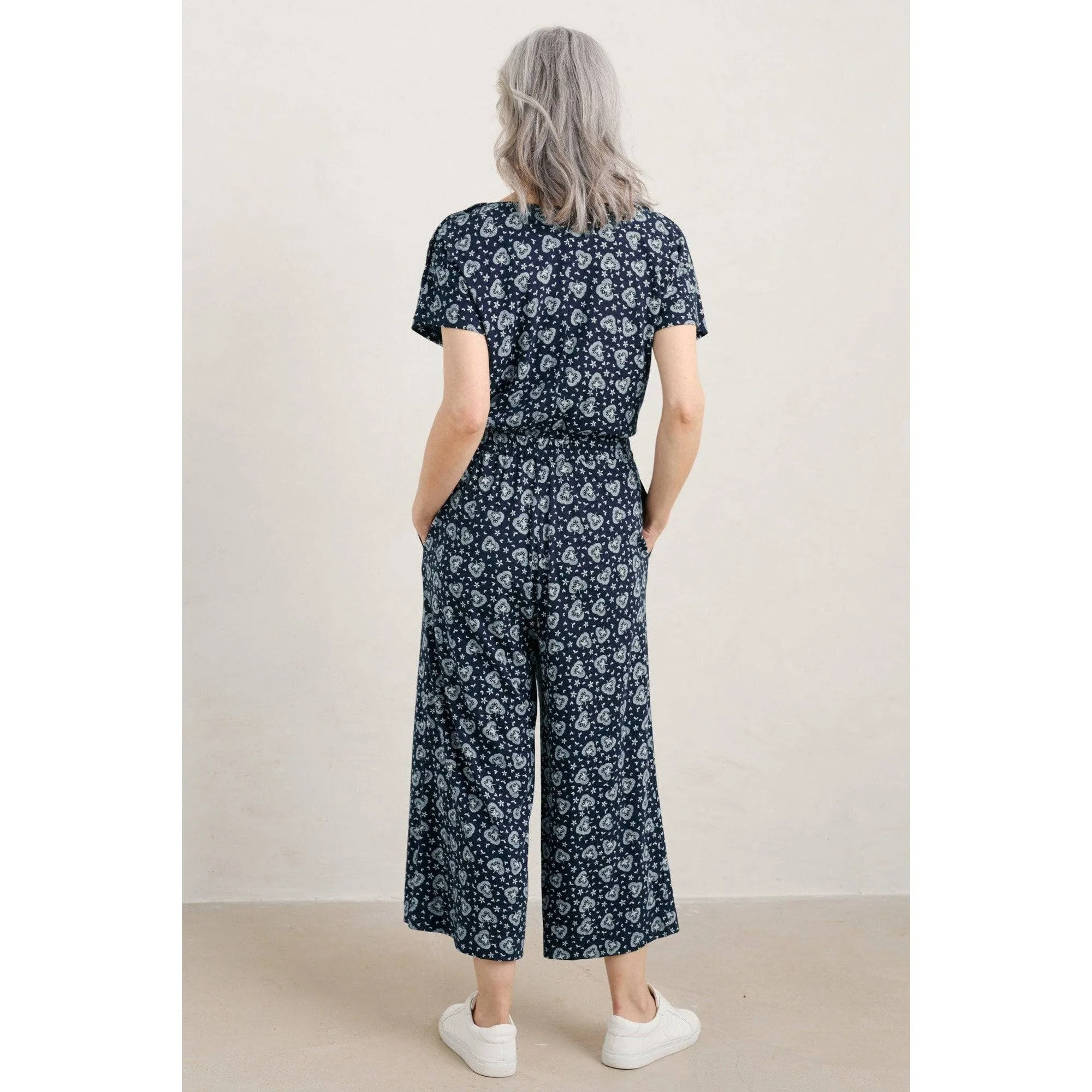 Seasalt Westlight Wide Leg Jersey Jumpsuit Dandelion Head Maritime