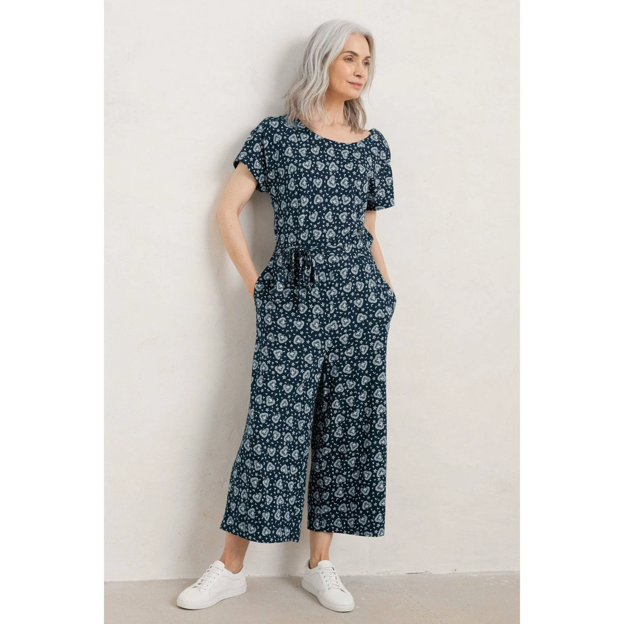 Seasalt Westlight Wide Leg Jersey Jumpsuit Dandelion Head Maritime