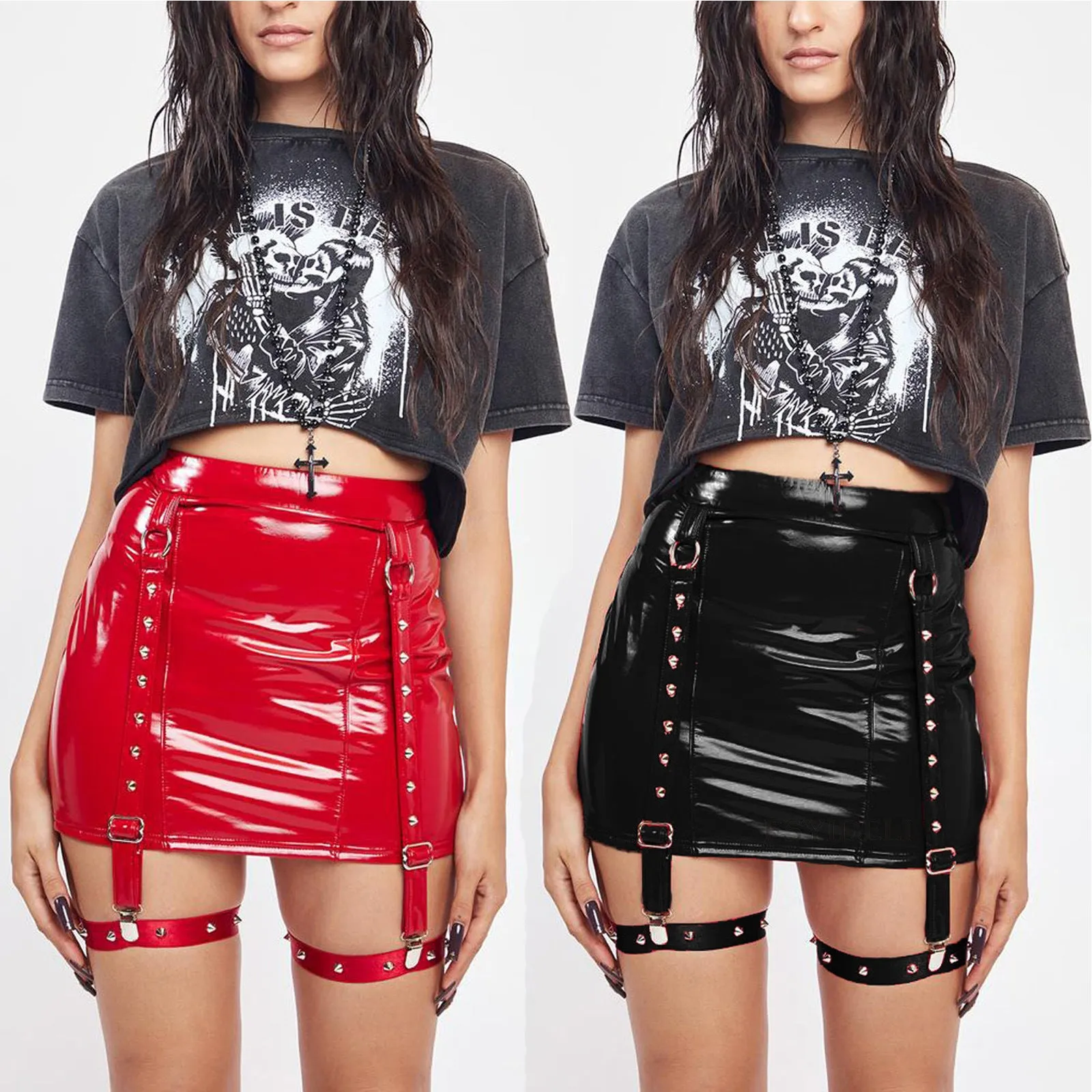 Sexy Sexy Nightclub Leather Skirt Y2g Millennium Faux Leather Street Hip Skirt Women