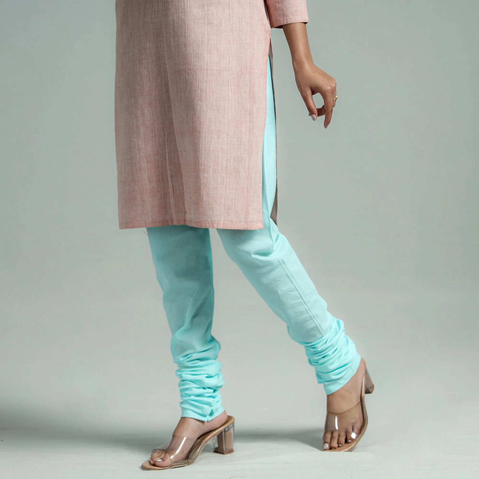 Sky Blue - Plain Dyed Cotton Ankle Length Churidar