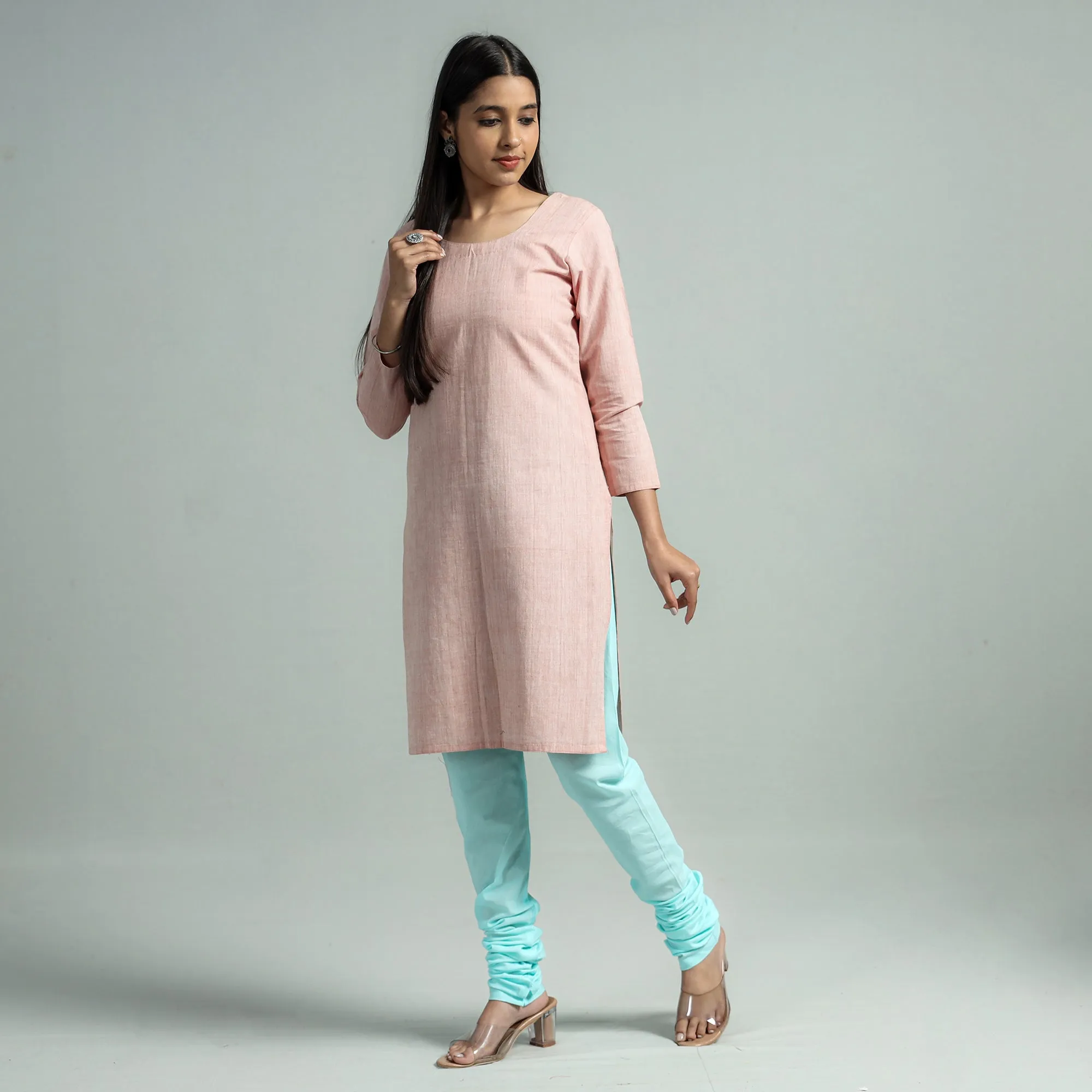 Sky Blue - Plain Dyed Cotton Ankle Length Churidar