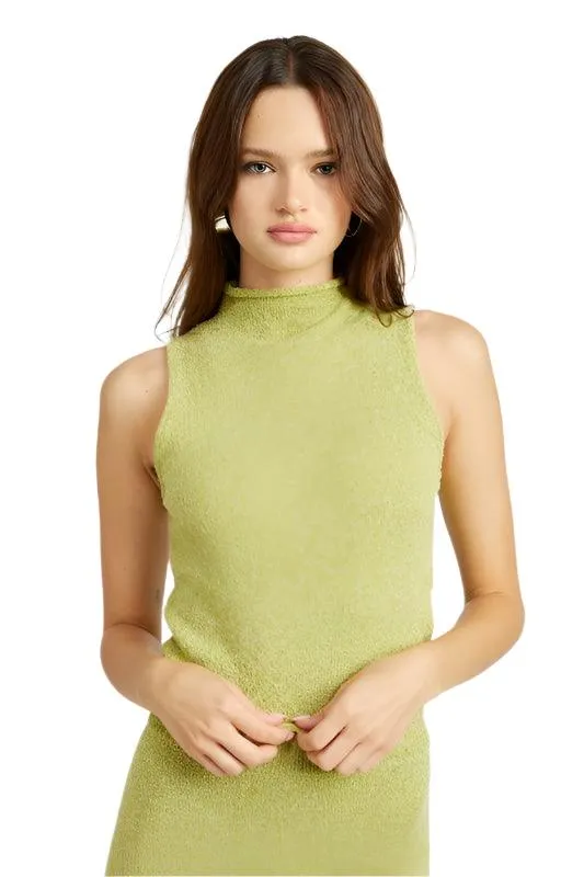 Sleeveless Turtle Neck Knit Top