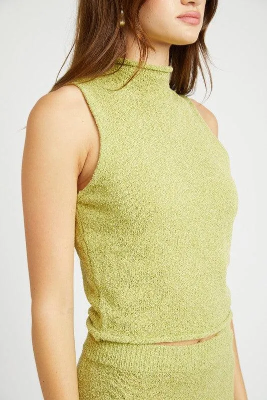 Sleeveless Turtle Neck Knit Top