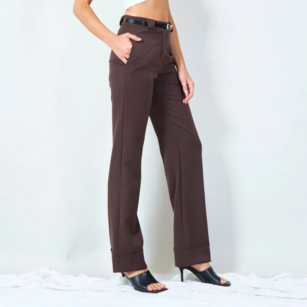 Slim fit tailored trousers with belt wholesale