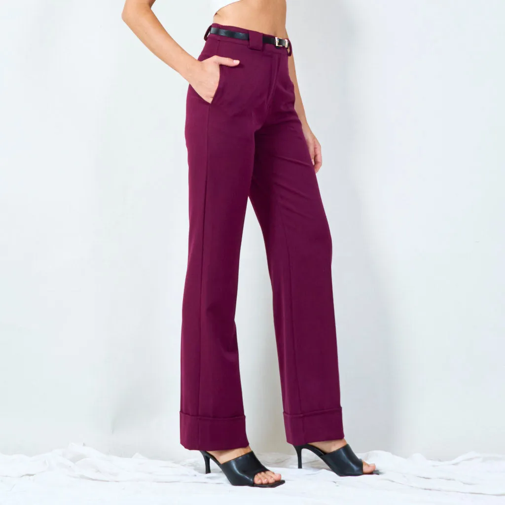 Slim fit tailored trousers with belt wholesale