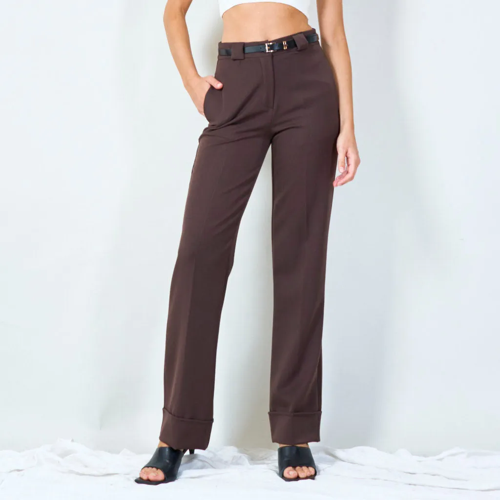 Slim fit tailored trousers with belt wholesale