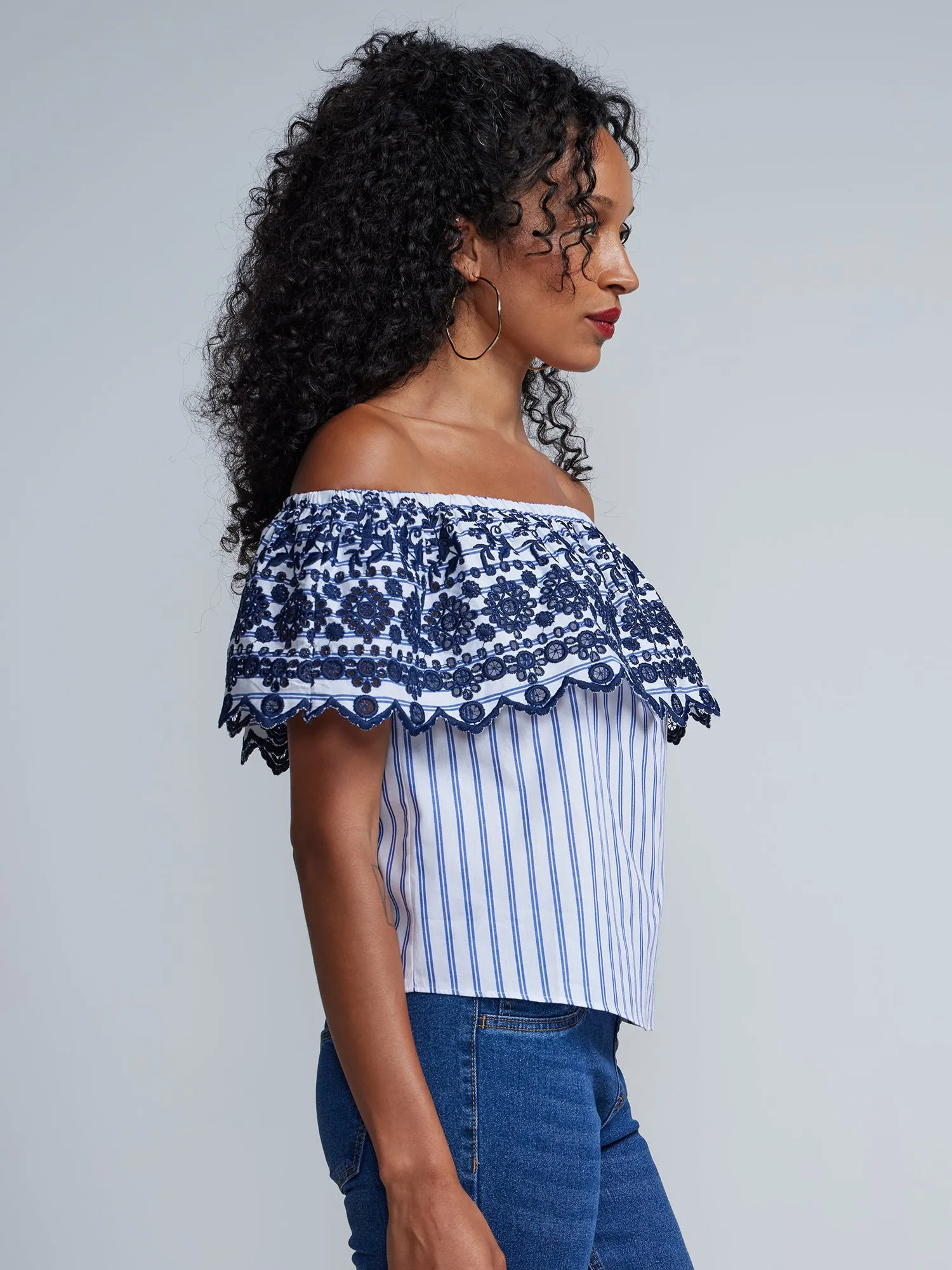 Stripe Off-Shoulder Top