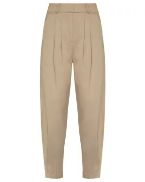 Taupe Tailored Elastic Waist Trousers