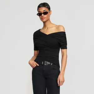 Thalia Ruched Off-Shoulder Tee