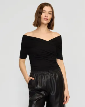 Thalia Ruched Off-Shoulder Tee