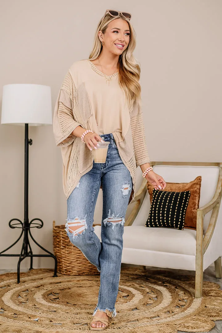 The Flower Child Contrast Top | Nude