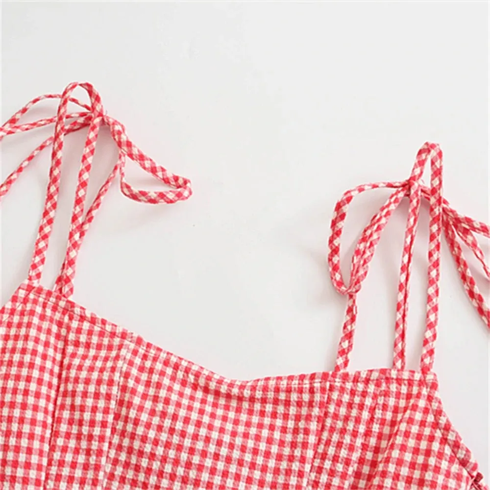 Trendy Red Gingham Cami Top