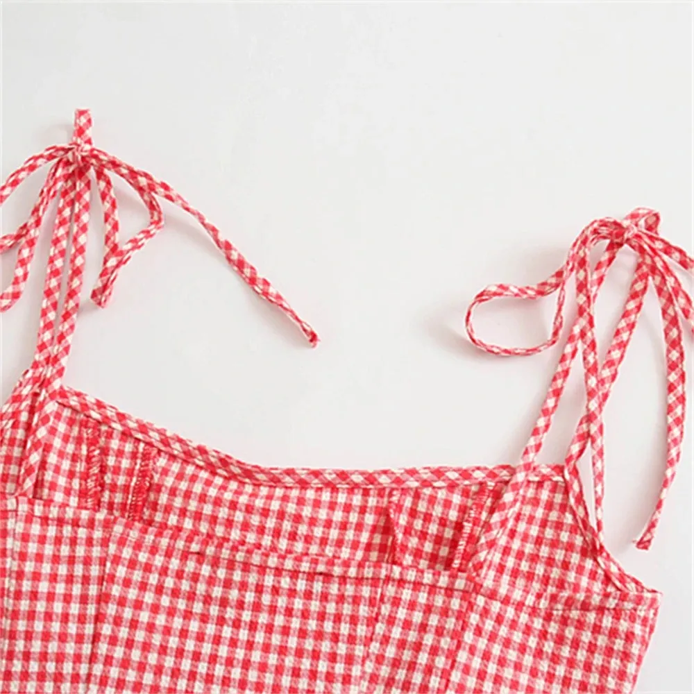 Trendy Red Gingham Cami Top