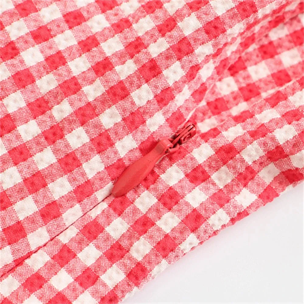 Trendy Red Gingham Cami Top