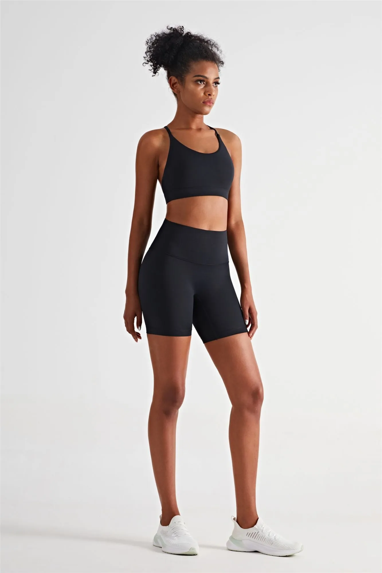 Triangle Back Sports Bra & Biker Shorts Activewear Set