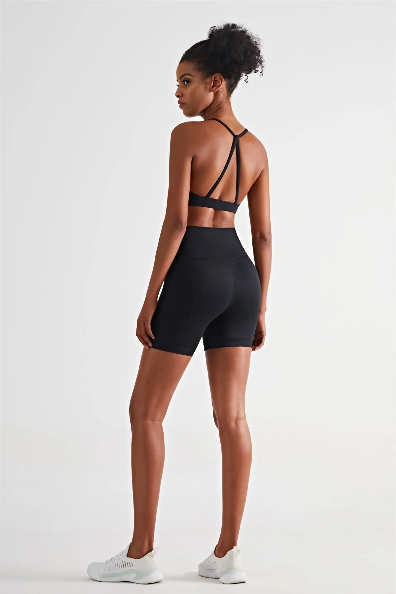 Triangle Back Sports Bra & Biker Shorts Activewear Set