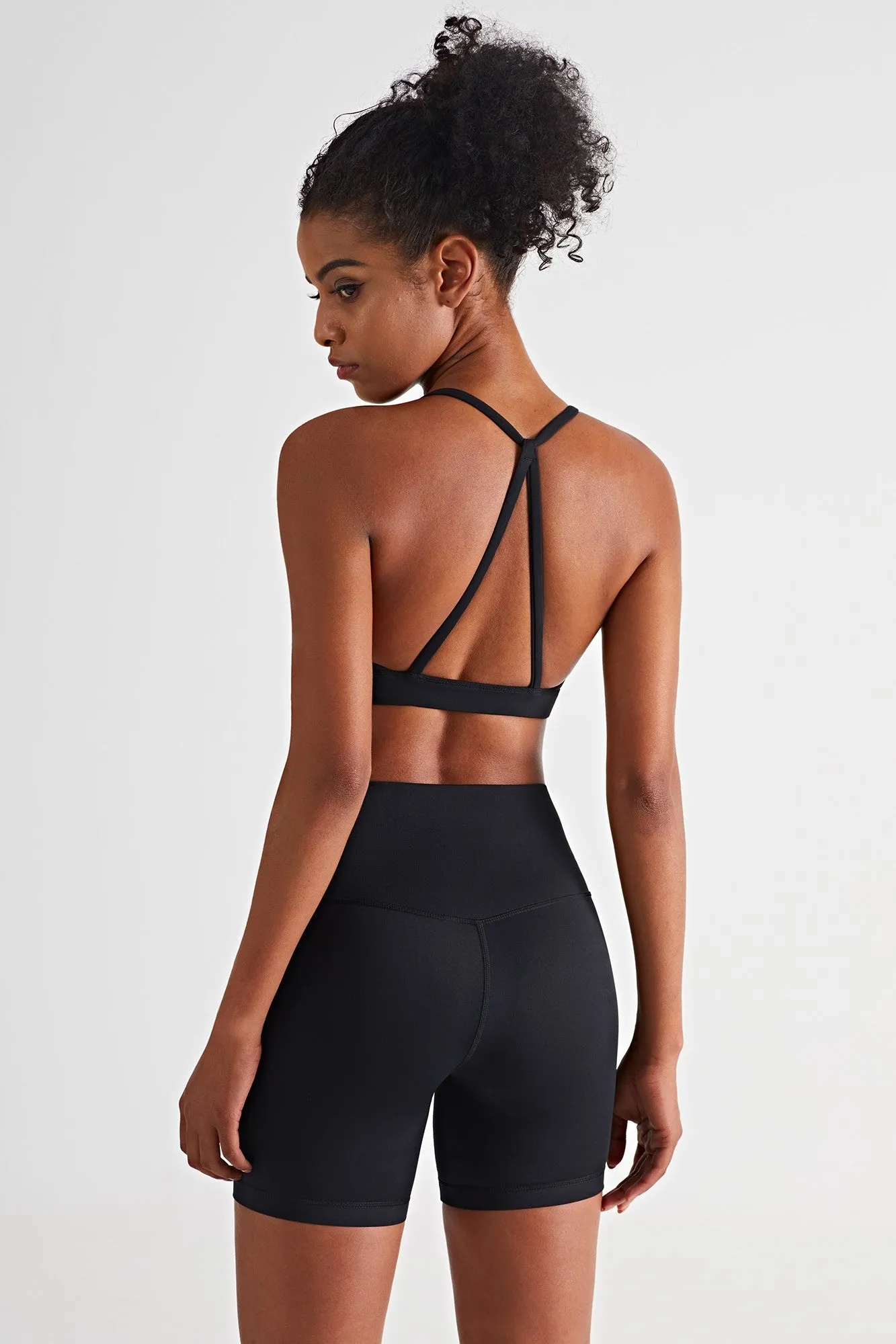 Triangle Back Sports Bra & Biker Shorts Activewear Set