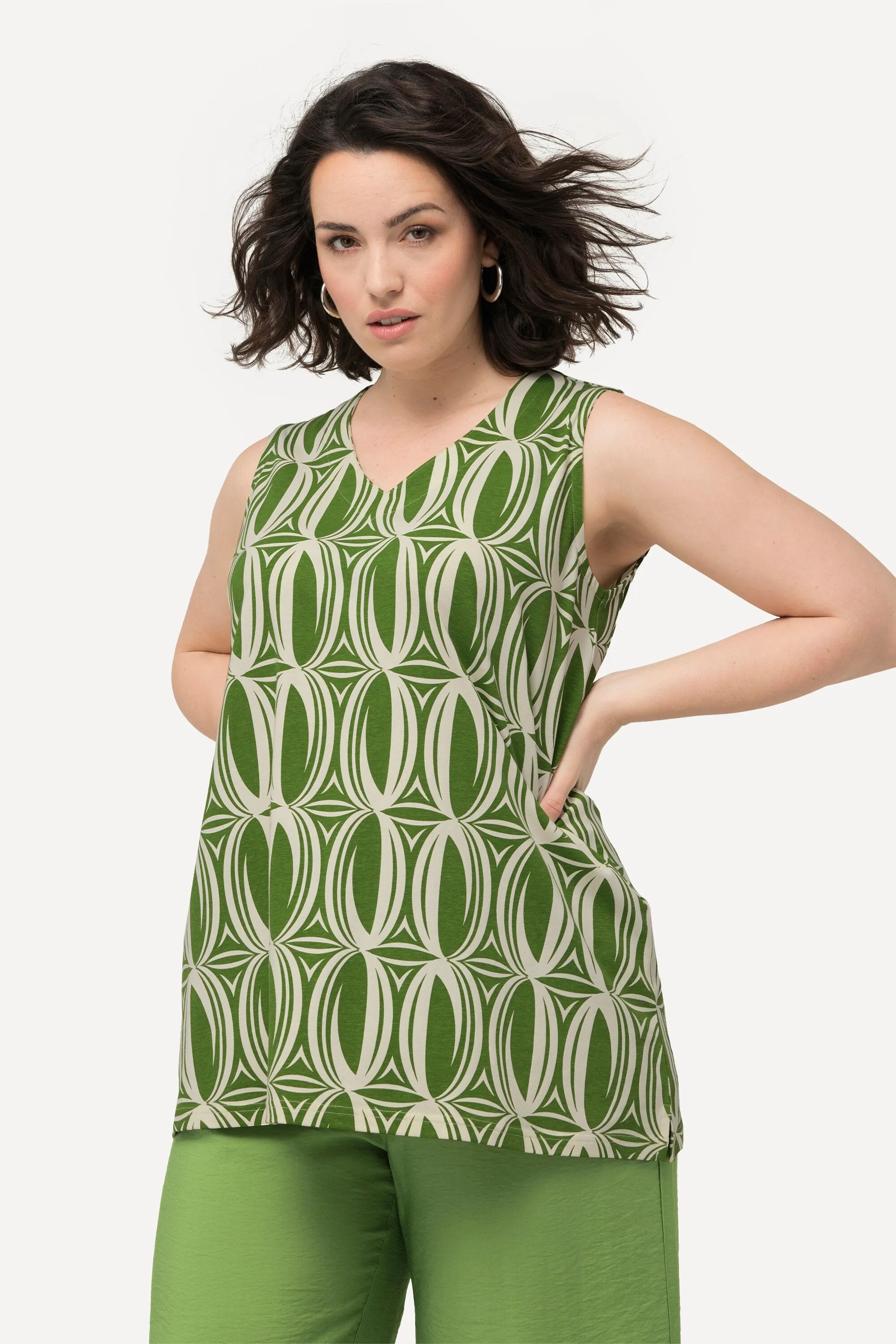 Ulla Popken Sleeveless Top in Green