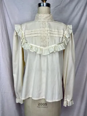 VTG 70s | Ivory Gunne Sax Style Festival Prairie Lace Edwardian Boho Hippie Blouse | L