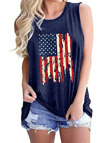 Women American USA Flag Patriotic Tank 4th of July Tank Top for Women