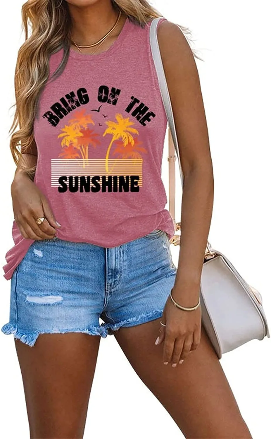 Women Beach Vacation Shirt Bring On The Sunshine Tank Tops