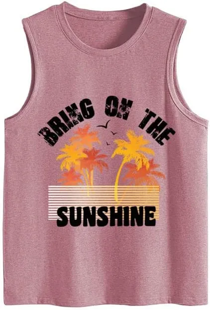 Women Beach Vacation Shirt Bring On The Sunshine Tank Tops