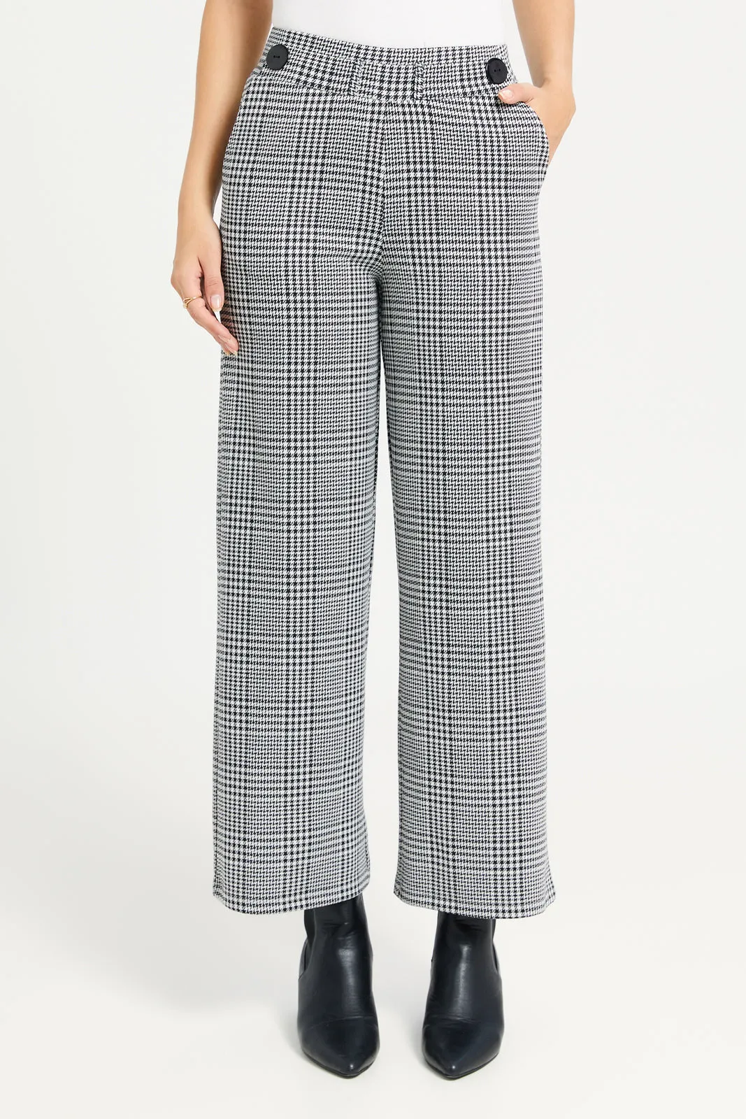 Women Grey Check Culottes