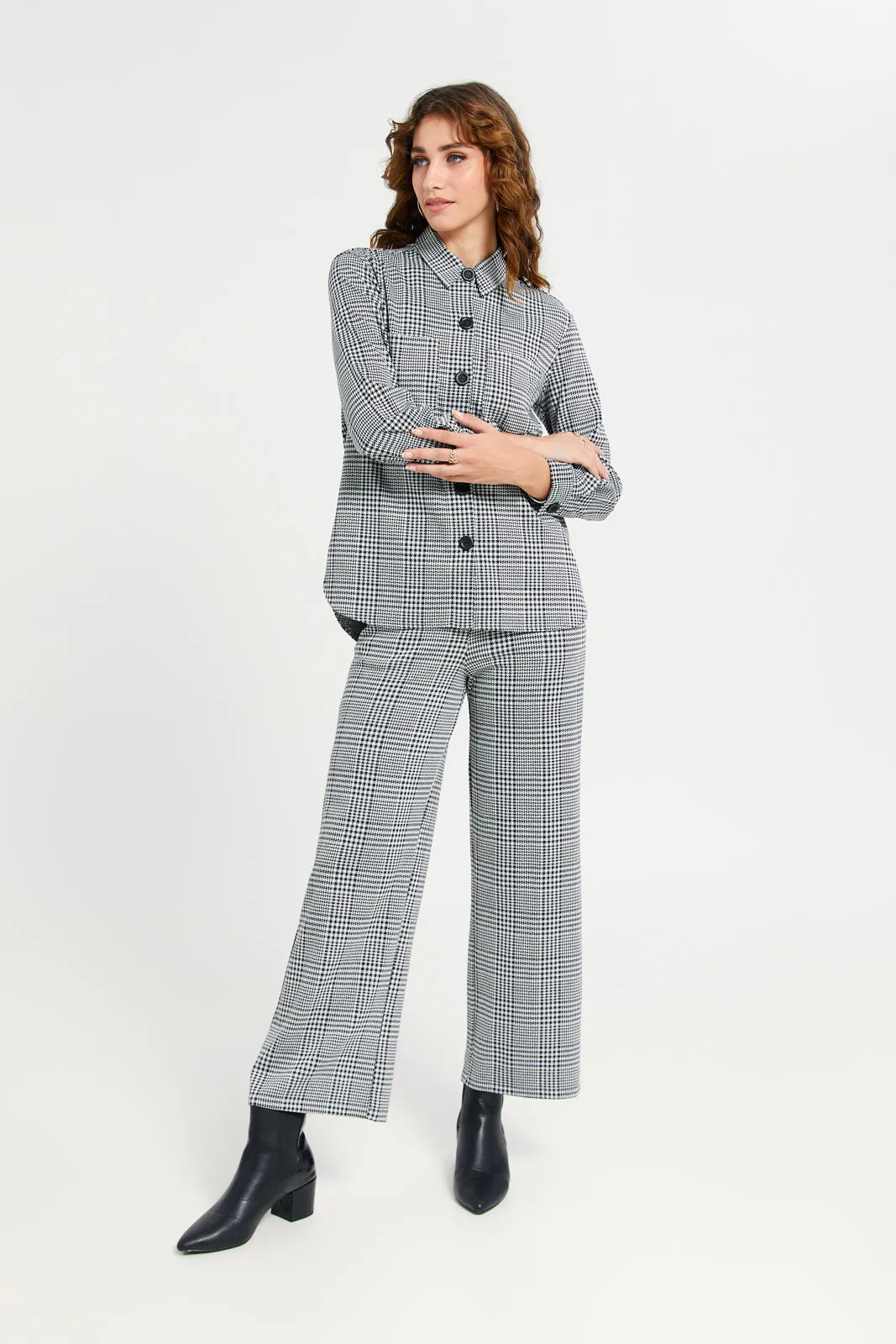 Women Grey Check Culottes